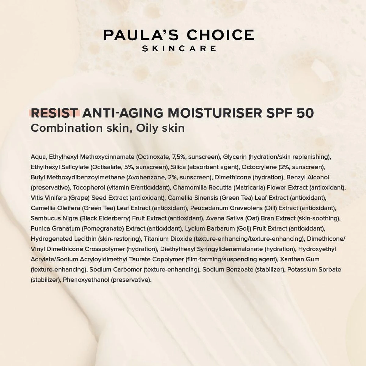 Paula's Choice RESIST Anti-Aging Dagcrème SPF 50 - Gecombineerde & Vette Huid - 60 Ml 6 Paula's Choice RESIST Anti-Aging Dagcrème SPF 50 - Gecombineerde & Vette Huid - 60 Ml - Afbeelding 4