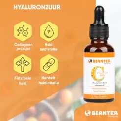Beanter Vitamine C Serum - Vitamine E - Hyaluronzuur - 30ml -Gezichtsserum- Anti Rimpel - Anti Acne - Collageen - Verkleint Poriën - Tegen Pigmentvlekken - Herstelt UV Schade -Gillette Winkel 1200x1200 1352