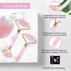 Sensage Rozenkwarts Roller Met Gua Sha Steen | Massage Jade Roller | 100% Natuurlijk Rose Quartz | Gezichtsroller | Face Roller | Roller | Gezichtsmassage | 4-delige Beauty Set -Gillette Winkel 1200x1200 1442