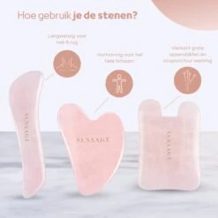 Sensage Gua Sha Set | 3-Delige Massage Set | 100% Natuurlijke Rozenkwarts Guasha Steen | Relax Anti Aging | Huidverzorging | Ontspanning | Gezichtsmassage | Lekkerder In Je Vel -Gillette Winkel 1200x1200 1475