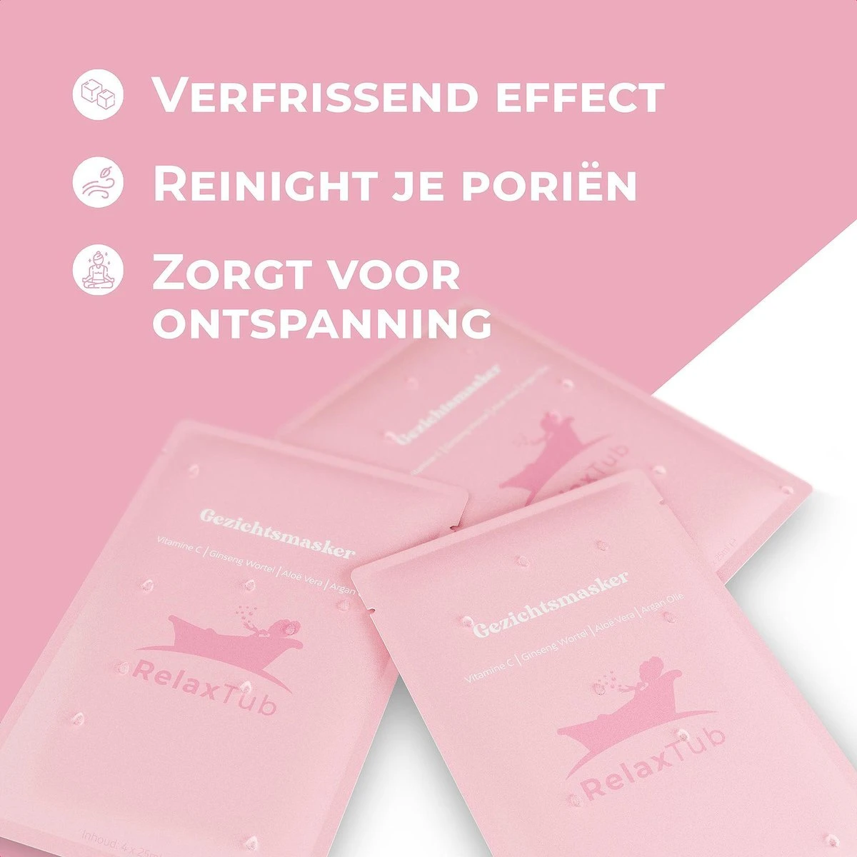 RelaxTub® Gezichtsmasker - 4 Stuks - Gezichtsmaskers Verzorging - Gezichtsmasker Hydraterend - Gezichtsverzorging Dames - Gezichtsmaskers Verzorging Meisjes - Bevat Vitamine C, Argan Olie, Aloë Vera, Ginseng Wortel - Dierproefvrij - 100% Natuurlijk 9 RelaxTub® Gezichtsmasker - 4 Stuks - Gezichtsmaskers Verzorging - Gezichtsmasker Hydraterend - Gezichtsverzorging Dames - Gezichtsmaskers Verzorging Meisjes - Bevat Vitamine C, Argan Olie, Aloë Vera, Ginseng Wortel - Dierproefvrij - 100% Natuurlijk - Afbeelding 7