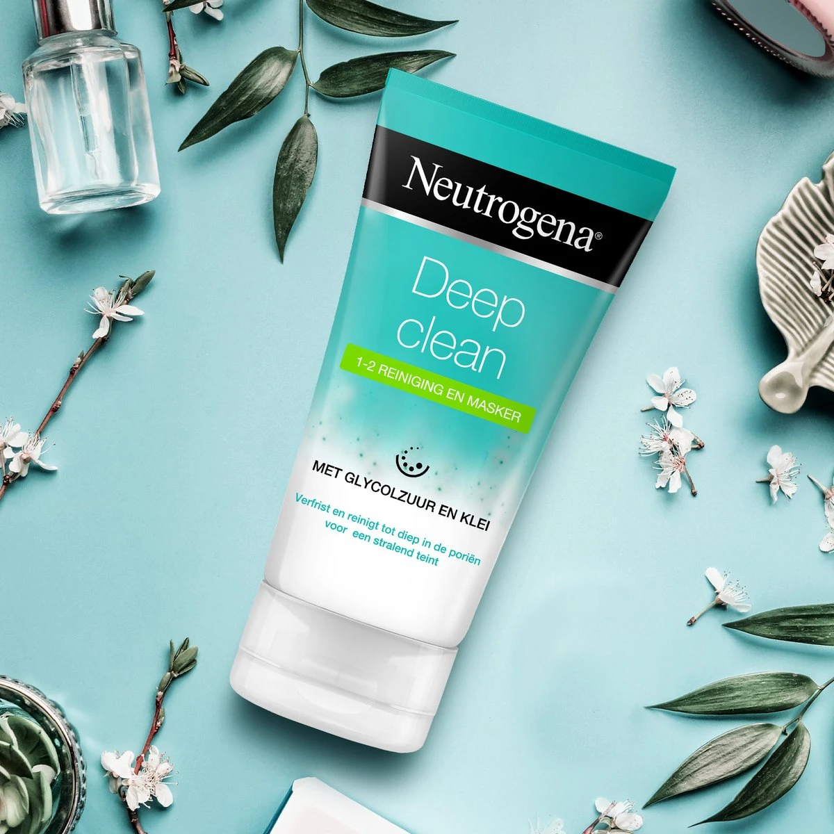 Neutrogena® Deep Clean 2-1 Reiniging En Masker, Kleimasker, Verfrissende Gezichtsreiniging En Gezichtsmasker Met Glycolzuur En Klei, Geschikt Voor Alle Huidtypen, 1 X 150 Ml 8 Neutrogena® Deep Clean 2-1 Reiniging En Masker, Kleimasker, Verfrissende Gezichtsreiniging En Gezichtsmasker Met Glycolzuur En Klei, Geschikt Voor Alle Huidtypen, 1 X 150 Ml - Afbeelding 6