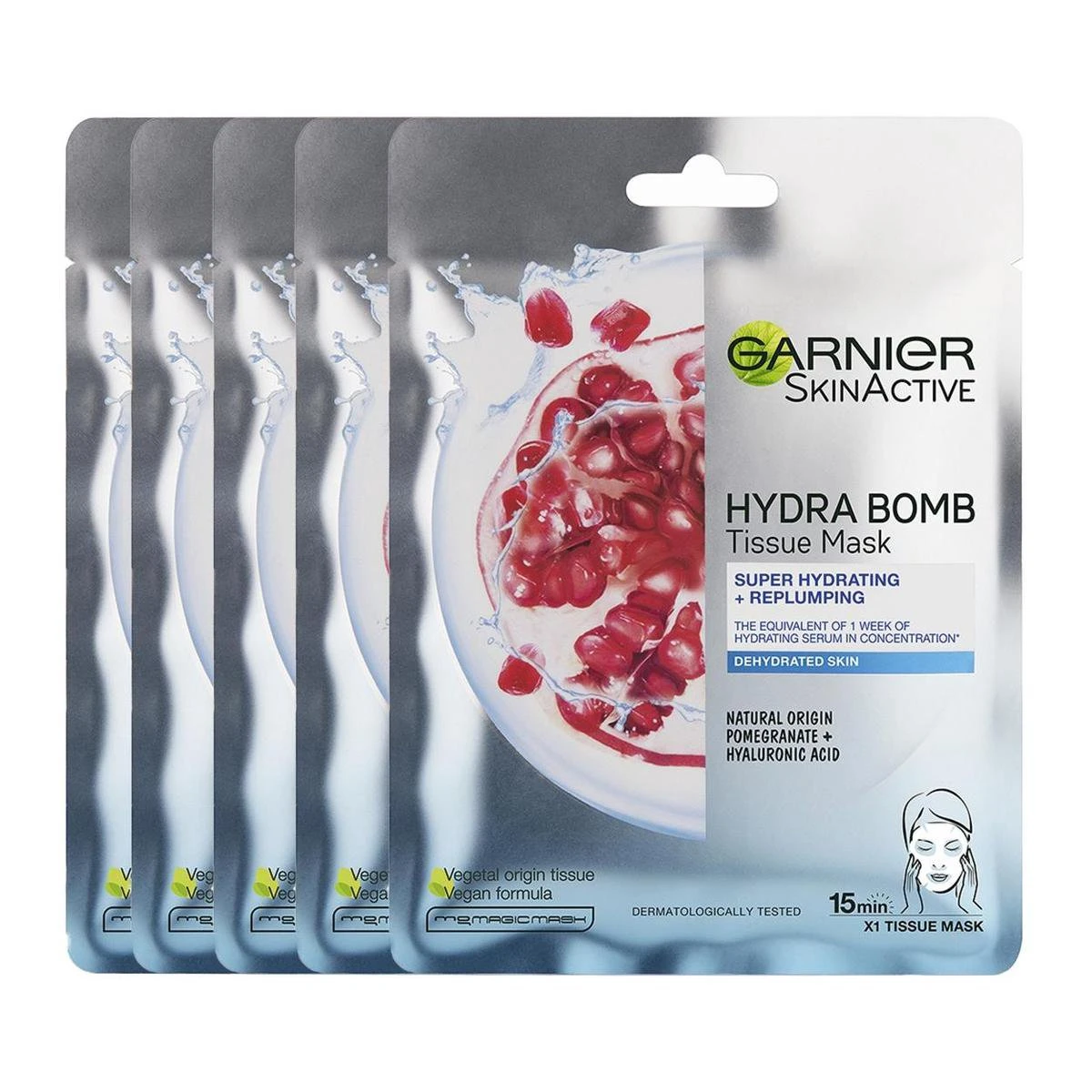 Garnier SkinActive - Hydra Bomb Sheet Masker Met Granaatappel - Gezichtsmasker - 20 Stuks - Voordeelverpakking 3 Garnier SkinActive - Hydra Bomb Sheet Masker Met Granaatappel - Gezichtsmasker - 20 Stuks - Voordeelverpakking