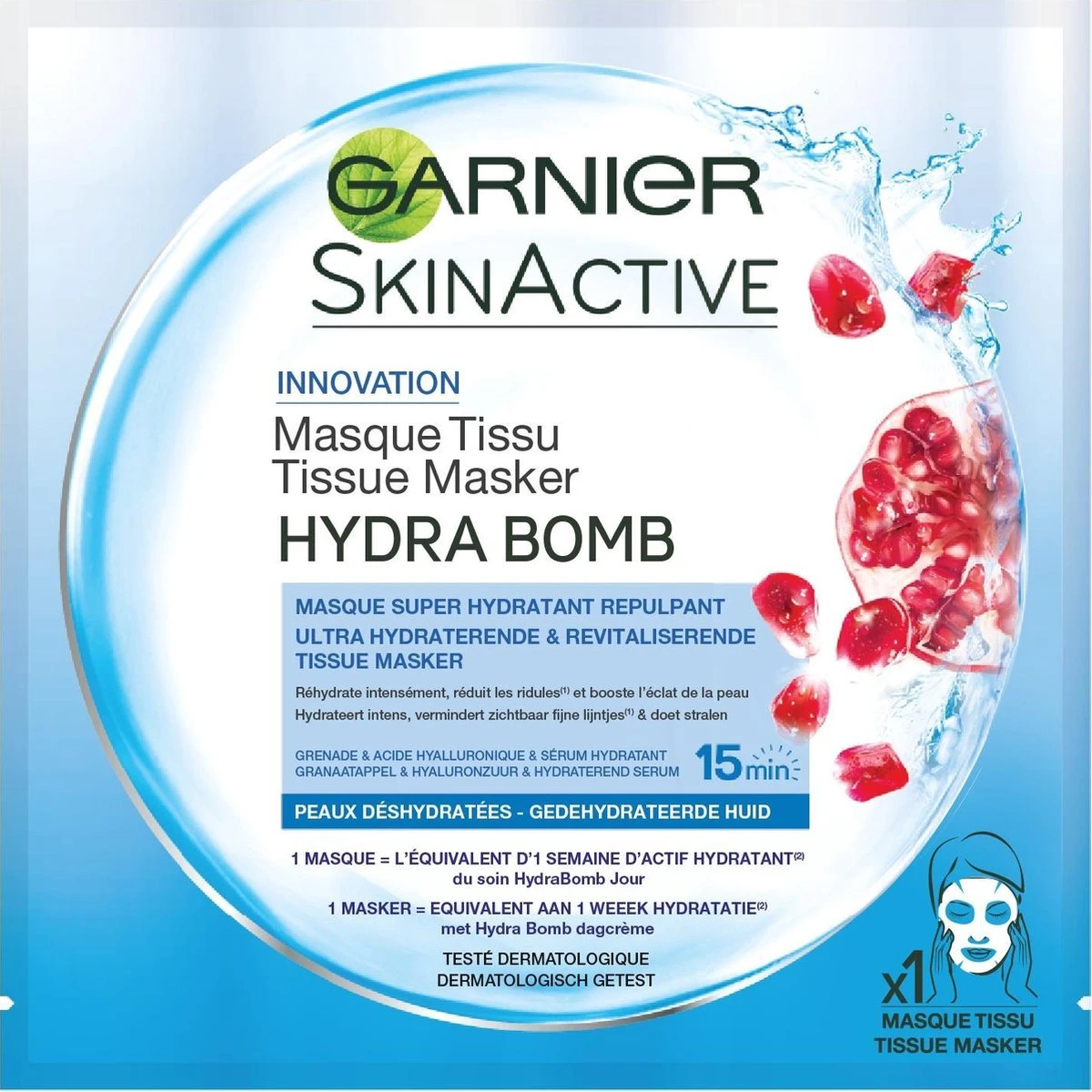 Garnier SkinActive - Hydra Bomb Sheet Masker Met Granaatappel - Gezichtsmasker - 20 Stuks - Voordeelverpakking 15 Garnier SkinActive - Hydra Bomb Sheet Masker Met Granaatappel - Gezichtsmasker - 20 Stuks - Voordeelverpakking - Afbeelding 13