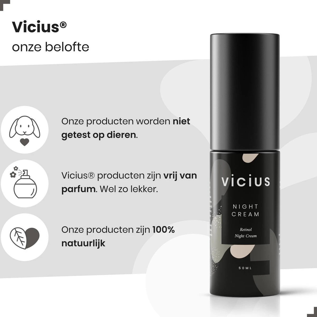 Vicius® - Nachtcrème Voor Vrouwen - Retinol - Anti Rimpel Crème - Hydraterende Gezichtscrème - 50ml 4 Vicius® - Nachtcrème Voor Vrouwen - Retinol - Anti Rimpel Crème - Hydraterende Gezichtscrème - 50ml - Afbeelding 2