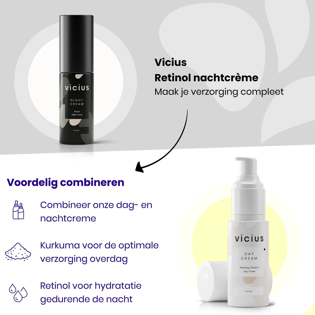 Vicius® - Nachtcrème Voor Vrouwen - Retinol - Anti Rimpel Crème - Hydraterende Gezichtscrème - 50ml 7 Vicius® - Nachtcrème Voor Vrouwen - Retinol - Anti Rimpel Crème - Hydraterende Gezichtscrème - 50ml - Afbeelding 5
