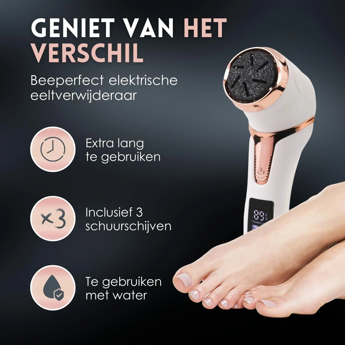 Beeperfect® Elektrische Eeltverwijderaar Met Stofzuigsysteem - Voetvijl - Eeltvijl - IPX7 Waterdicht - Gratis Pedicure Set 4 Beeperfect® Elektrische Eeltverwijderaar Met Stofzuigsysteem - Voetvijl - Eeltvijl - IPX7 Waterdicht - Gratis Pedicure Set - Afbeelding 2