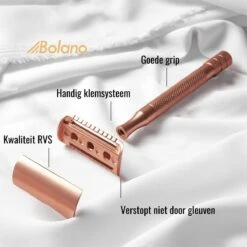 Bolano® Safety Razor Set Rose Gold + 30 Double Edge Scheermesjes + Houder - Klassiek Scheermes Voor Mannen En Vrouwen - D663 -Gillette Winkel 1200x1200 2156