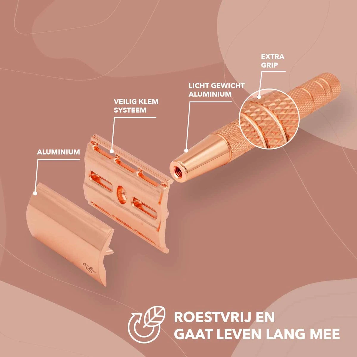 Safety Razor + 20 Scheermesjes Aluminium Rose Gold Goud Voor Vrouwen Dames Venus Scheermes Veiligheidsscheermes 8 Safety Razor + 20 Scheermesjes Aluminium Rose Gold Goud Voor Vrouwen Dames Venus Scheermes Veiligheidsscheermes - Afbeelding 6