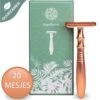 OrganiGoods Safety Razor + 20 Scheermesjes Blades - Safety Razor Voor Vrouwen - Rose Gold Goud Scheermes - Double Edge Single Blade - Veiligheidsscheermes - Duurzaam Scheermesje -Gillette Winkel 1200x1200 2246