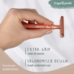 OrganiGoods Safety Razor + 20 Scheermesjes Blades - Safety Razor Voor Vrouwen - Rose Gold Goud Scheermes - Double Edge Single Blade - Veiligheidsscheermes - Duurzaam Scheermesje 25 OrganiGoods Safety Razor + 20 Scheermesjes Blades - Safety Razor Voor Vrouwen - Rose Gold Goud Scheermes - Double Edge Single Blade - Veiligheidsscheermes - Duurzaam Scheermesje -Gillette Winkel 1200x1200 2255