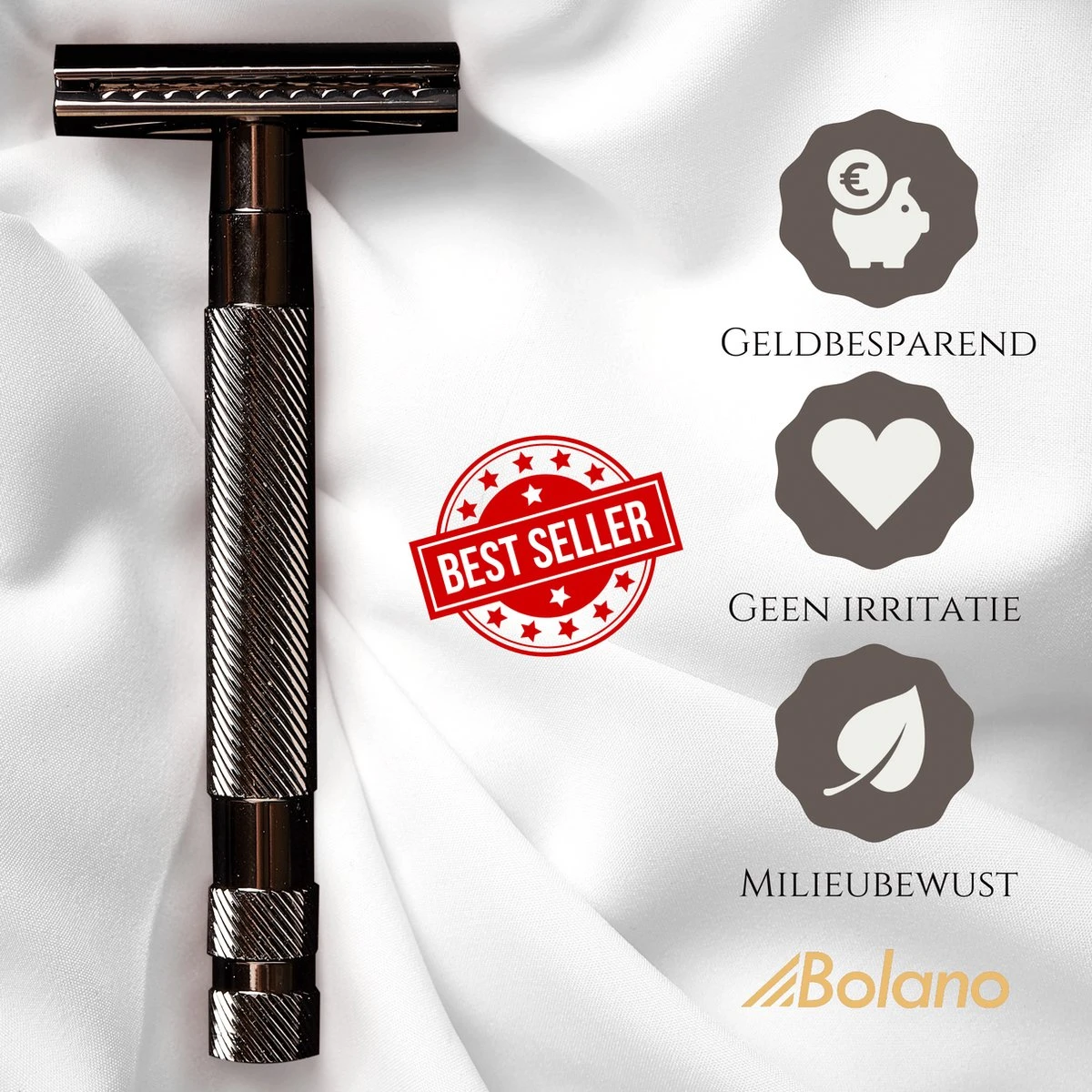 Bolano® Safety Razor Set Black Metallic + 25 Double Edge Scheermesjes + Houder - Klassiek Scheermes Voor Mannen En Vrouwen - Messing 7 Bolano® Safety Razor Set Black Metallic + 25 Double Edge Scheermesjes + Houder - Klassiek Scheermes Voor Mannen En Vrouwen - Messing - Afbeelding 5