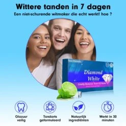 Diamond White - Teeth Whitening Strips - 28x Strips - Zonder Peroxide (0%) - Tandenbleekset - Tandenbleek Strips – Mint -Gillette Winkel 1200x1200 55