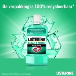 LISTERINE Clean & Fresh, Mondwater Met Essentiële Oliën En Fluoride, Zonder Alcohol, Bereikt De Plaatsen Die De Tandenborstel Mist – Zelfs Tussen De Beugel, 3 X 500 Ml -Gillette Winkel 1200x1200 640