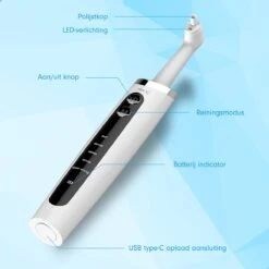 DEN-T® PRO P350 Elektrische Tandenpolijster - Wit - 5 Standen - 5 Opzetstukken - Polijstmachine - Polijstset - Tanden Polijsten - -Gillette Winkel 1200x1200 661