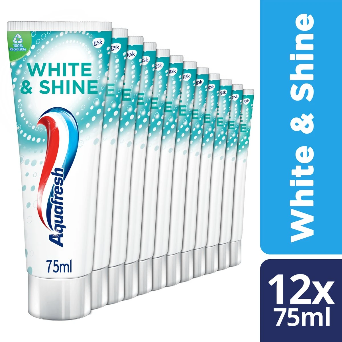 Aquafresh White & Shine - Tandpasta - Voordeelverpakking - 12x75 Ml 3 Aquafresh White & Shine - Tandpasta - Voordeelverpakking - 12x75 Ml
