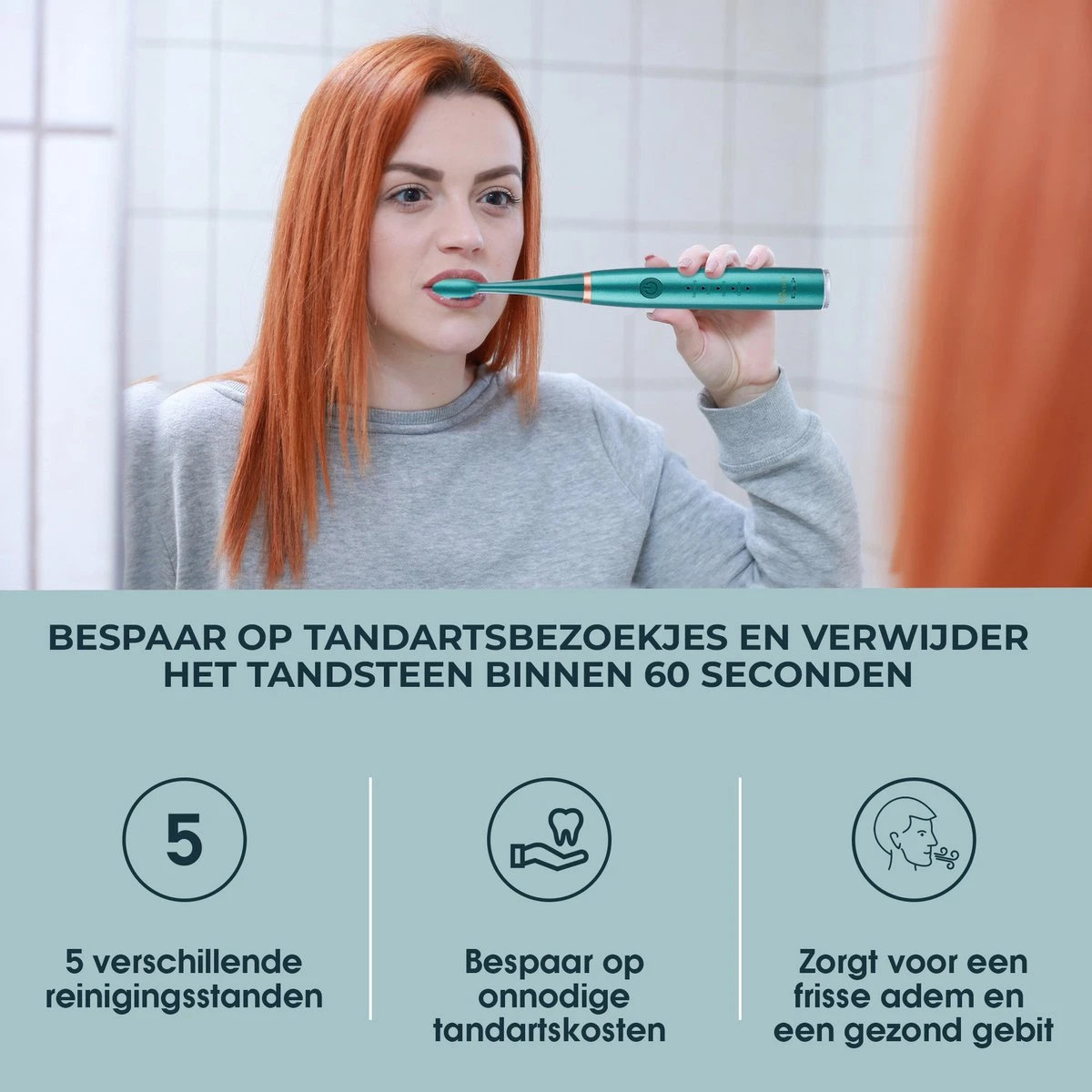 Merkloos Tandsteen Verwijderaar Elektrisch Dentect – Tandenborstel Opzetstukken - Tandarts Spiegel - 5 Standen - Groen 9 Merkloos Tandsteen Verwijderaar Elektrisch Dentect – Tandenborstel Opzetstukken - Tandarts Spiegel - 5 Standen - Groen - Afbeelding 7