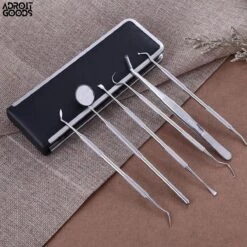 AdroitGoods 7 Delige RVS Tandarts Setje - Incl Haakje En Spiegel - Tandenstokers - Tandplak - Gebit Verzorging Setje -Gillette Winkel 1200x1200 929