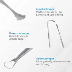 Nuvance - Professionele Tongschraper - 3 In 1 Set - Voor Mondverzorging - Tongreiniger - Tong Schraper - Tongue Scraper - RVS -Gillette Winkel 1200x1200 959
