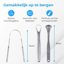 Nuvance - Professionele Tongschraper - 3 In 1 Set - Voor Mondverzorging - Tongreiniger - Tong Schraper - Tongue Scraper - RVS -Gillette Winkel 1200x1200 961