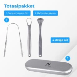 Nuvance - Professionele Tongschraper - 3 In 1 Set - Voor Mondverzorging - Tongreiniger - Tong Schraper - Tongue Scraper - RVS -Gillette Winkel 1200x1200 962