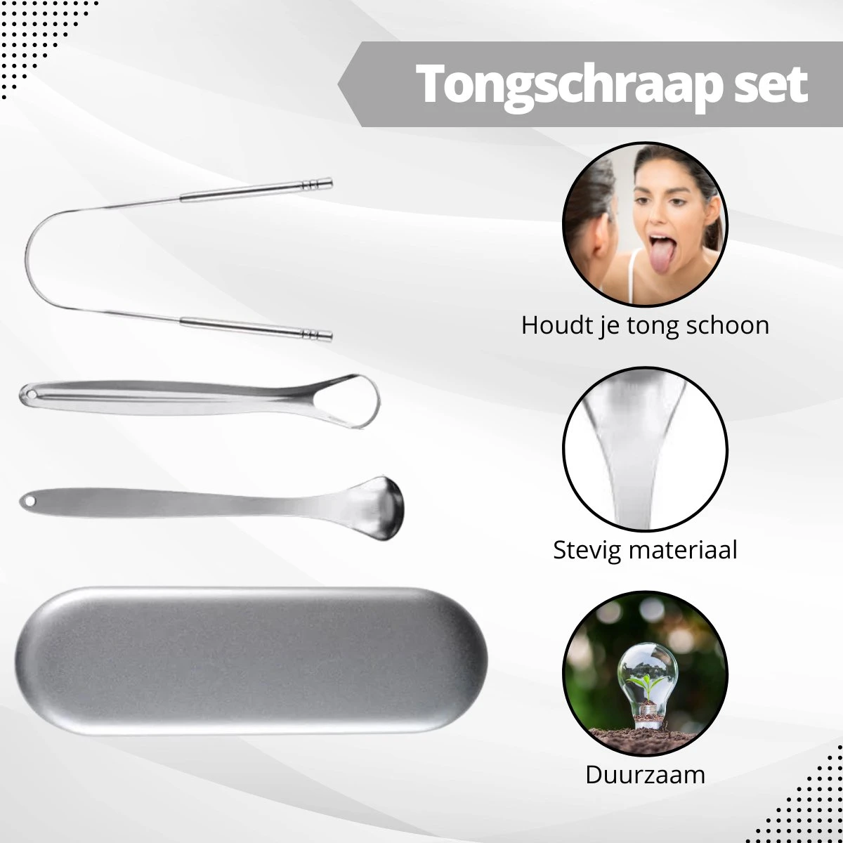 AdroitGoods RVS Tongschraper Set Voor Mondverzorging - 4 Stuks - Tongreiniger/Tongborstel & Tong Schraper 4 AdroitGoods RVS Tongschraper Set Voor Mondverzorging - 4 Stuks - Tongreiniger/Tongborstel & Tong Schraper - Afbeelding 2