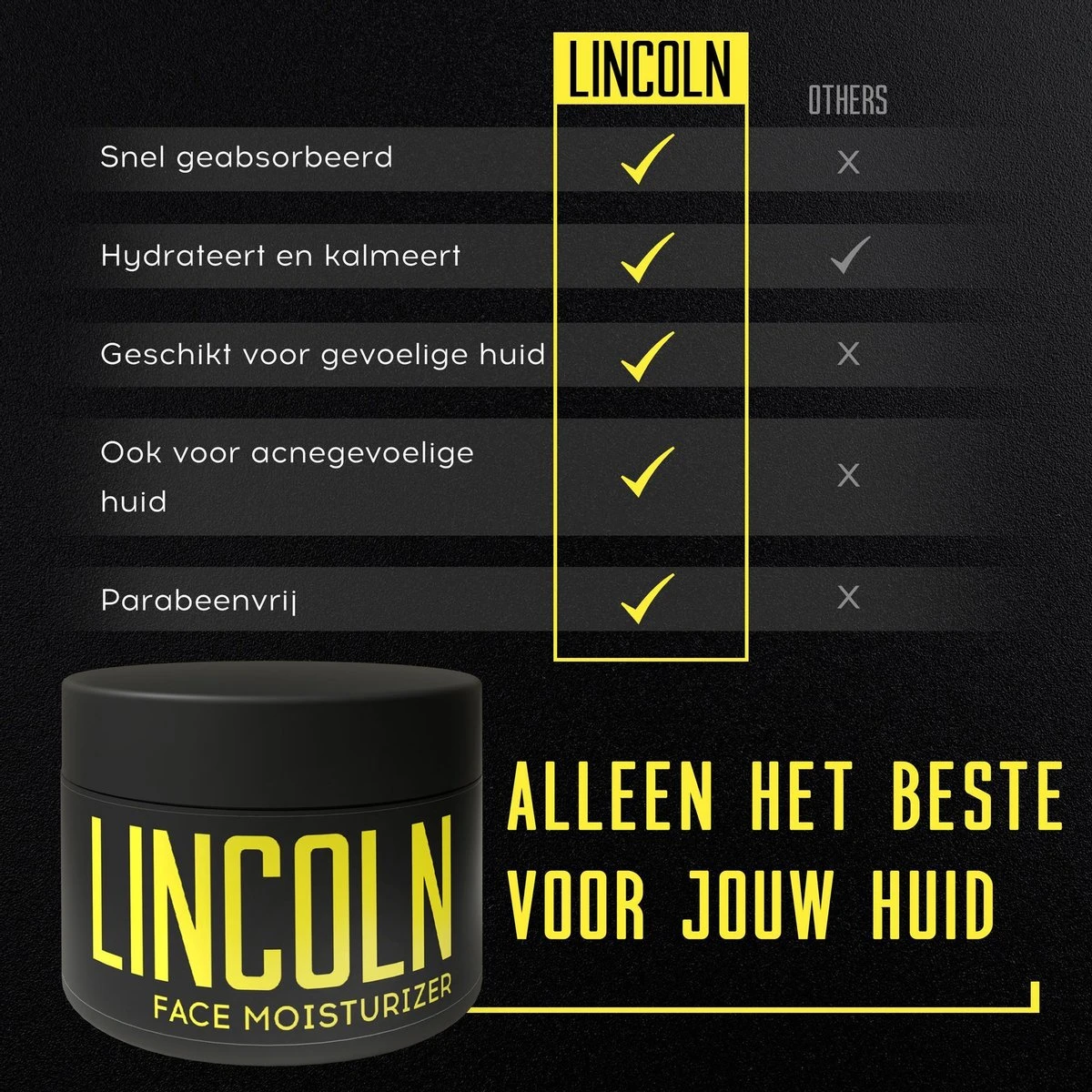 LINCOLN Dagcrème - Gezichtscrème Mannen | Anti Aging Crème Met Natuurlijk Hyaluronzuur, Moisturizer, Anti Rimpel Creme - 100ml 6 LINCOLN Dagcrème - Gezichtscrème Mannen | Anti Aging Crème Met Natuurlijk Hyaluronzuur, Moisturizer, Anti Rimpel Creme - 100ml - Afbeelding 4