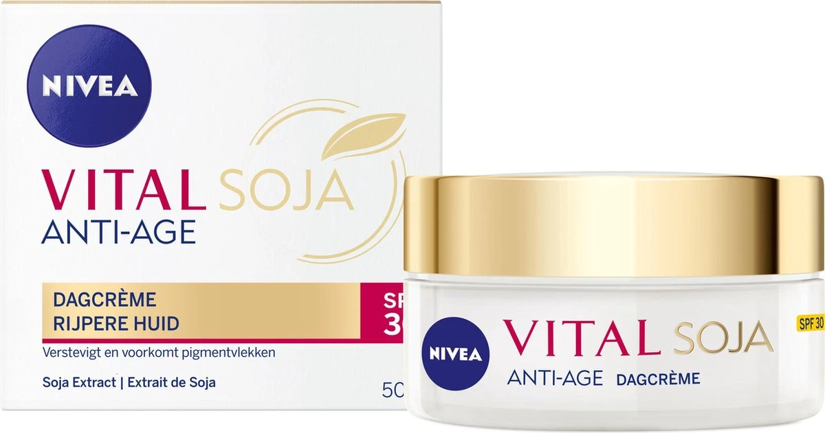 NIVEA VITAL Soja Anti-Age Beschermende SPF30 - 50 Ml - Dagcrème 4 NIVEA VITAL Soja Anti-Age Beschermende SPF30 - 50 Ml - Dagcrème - Afbeelding 2