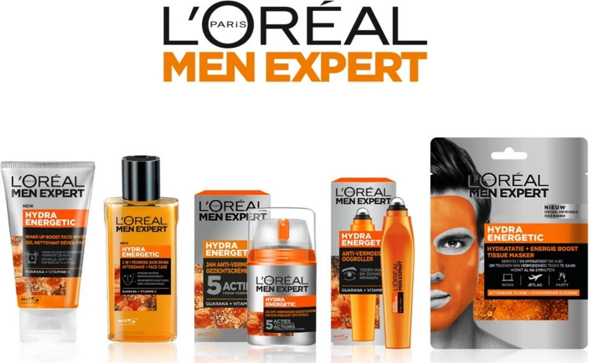L'Oréal Paris Men Expert Hydra Energetic Tissue Gezichtsmasker - 5 Stuks - Herstelt En Hydrateert - Voordeelverpakking 6 L'Oréal Paris Men Expert Hydra Energetic Tissue Gezichtsmasker - 5 Stuks - Herstelt En Hydrateert - Voordeelverpakking - Afbeelding 4