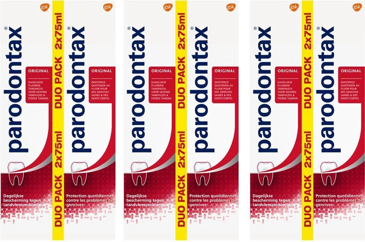 Paradontax Original Duo Pack 2 X 75 Ml Voordeelbox - 3 Stuks 3 Paradontax Original Duo Pack 2 X 75 Ml Voordeelbox - 3 Stuks