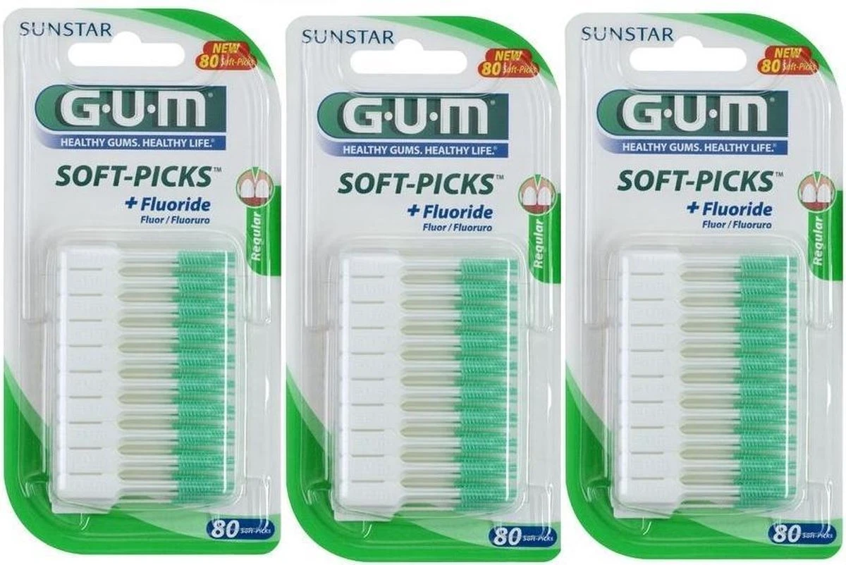 GUM® GUM Soft Picks Regular Ragers - 3 X 80 Stuks 3 GUM® GUM Soft Picks Regular Ragers - 3 X 80 Stuks