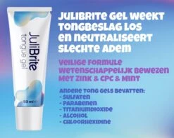 JuliBrite® Tong Gel (50ML) & Tongschraper - Reinigt Witte Tong Aanslag - Tegen Slechte Adem - Met Zink & CPC - Tongreiniger Set - Halitose & Beslagen Tong 12 JuliBrite® Tong Gel (50ML) & Tongschraper - Reinigt Witte Tong Aanslag - Tegen Slechte Adem - Met Zink & CPC - Tongreiniger Set - Halitose & Beslagen Tong -Gillette Winkel 1200x959 2