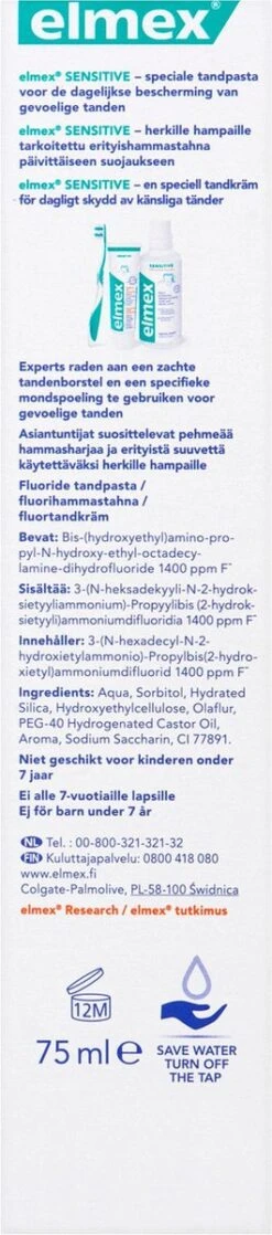 Elmex Sensitive Tandpasta 4 X 75ml - Voor Gevoelige Tanden - Voordeelverpakking 25 Elmex Sensitive Tandpasta 4 X 75ml - Voor Gevoelige Tanden - Voordeelverpakking -Gillette Winkel 265x1200