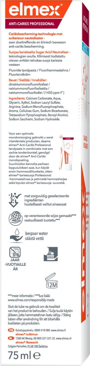 Elmex Anti Cariës Professional Tandpasta 4 X 75ml - Voordeelverpakking 4 Elmex Anti Cariës Professional Tandpasta 4 X 75ml - Voordeelverpakking - Afbeelding 2