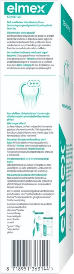 Elmex Sensitive Tandpasta 4 X 75ml - Voor Gevoelige Tanden - Voordeelverpakking 31 Elmex Sensitive Tandpasta 4 X 75ml - Voor Gevoelige Tanden - Voordeelverpakking -Gillette Winkel 328x1200 7