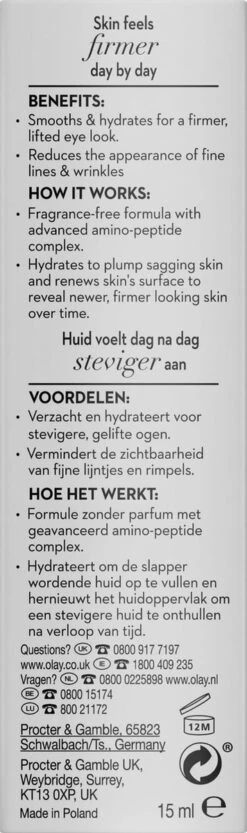 Olay Eyes Verstevigend Oogserum Voor Rimpels En Verslapte Huid - 15ml 13 Olay Eyes Verstevigend Oogserum Voor Rimpels En Verslapte Huid - 15ml -Gillette Winkel 356x1200 3