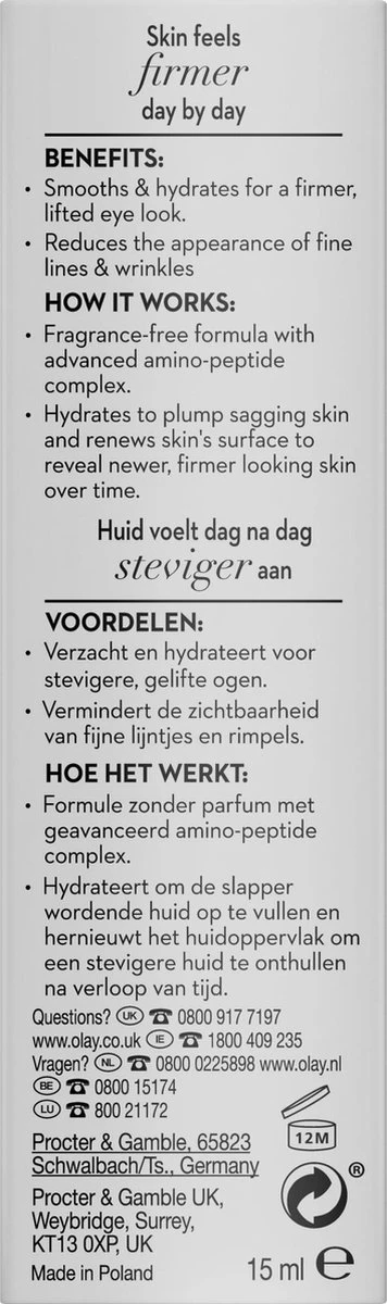 Olay Eyes Verstevigend Oogserum Voor Rimpels En Verslapte Huid - 15ml 7 Olay Eyes Verstevigend Oogserum Voor Rimpels En Verslapte Huid - 15ml - Afbeelding 5
