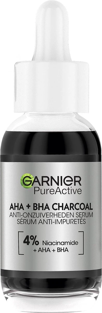 Garnier PureActive AHA + BHA Charcoal Anti-Onzuiverheden Serum - 30ml 3 Garnier PureActive AHA + BHA Charcoal Anti-Onzuiverheden Serum - 30ml
