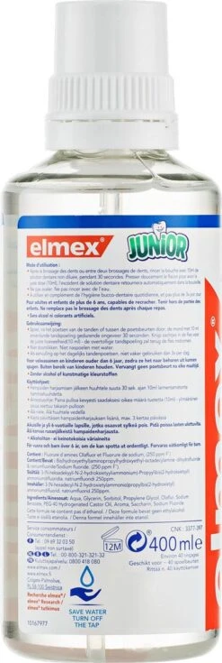 Elmex Junior (6-12 Jaar) Mondwater - 2 X 400ml - Voordeelverpakking 13 Elmex Junior (6-12 Jaar) Mondwater - 2 X 400ml - Voordeelverpakking -Gillette Winkel 403x1200 1