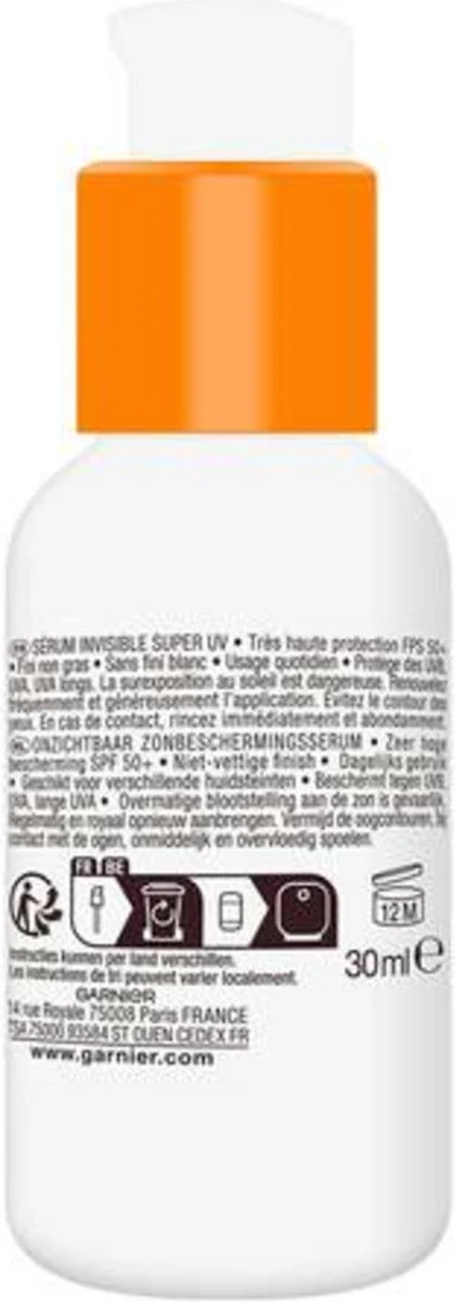 Garnier Ambre Solaire Invisible Super UV Serum SPF 50+ 30 Ml 8 Garnier Ambre Solaire Invisible Super UV Serum SPF 50+ 30 Ml - Afbeelding 6