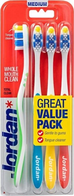 Jordan - Total Clean Tandenborstels Medium - 4 Stuks -Gillette Winkel 453x1200