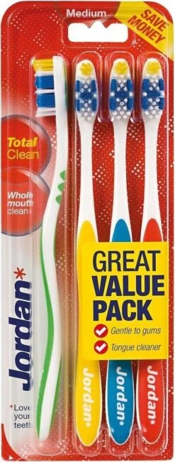 Jordan - Total Clean Tandenborstels Medium - 4 Stuks -Gillette Winkel 455x1200