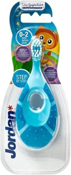 1x Jordan Tandenborstel Step By Step 0-2 Jaar Blauw/Groen/Oranje -Gillette Winkel 488x1200 2