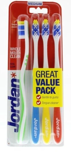 Jordan - Total Clean Tandenborstels Medium - 4 Stuks -Gillette Winkel 557x1200