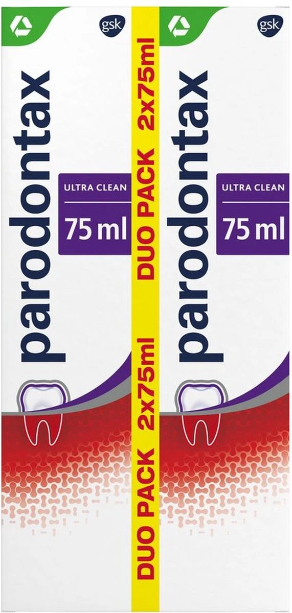 Parodontax Ultra Clean Dagelijkse Tandpasta Tegen Bloedend Tandvlees 2x75 Ml 5 Parodontax Ultra Clean Dagelijkse Tandpasta Tegen Bloedend Tandvlees 2x75 Ml - Afbeelding 3