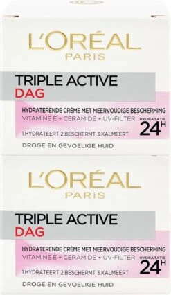 L'Oréal Paris Triple Active Dagcrème - 2 X 50 Ml - Voordeelverpakkking - Gecombineerde & Droge Huid 20 L'Oréal Paris Triple Active Dagcrème - 2 X 50 Ml - Voordeelverpakkking - Gecombineerde & Droge Huid -Gillette Winkel 695x1200