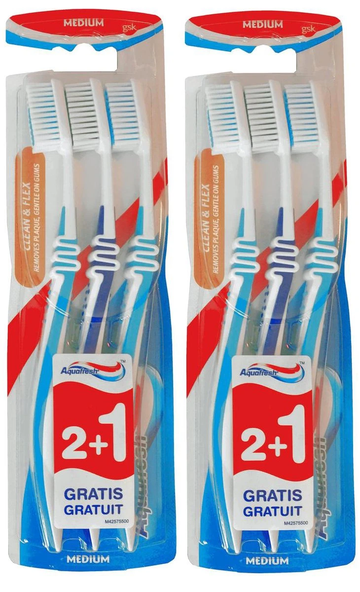 Aquafresh - Tandenborstels - Clean & Flex Medium - 6 Stuks 3 Aquafresh - Tandenborstels - Clean & Flex Medium - 6 Stuks