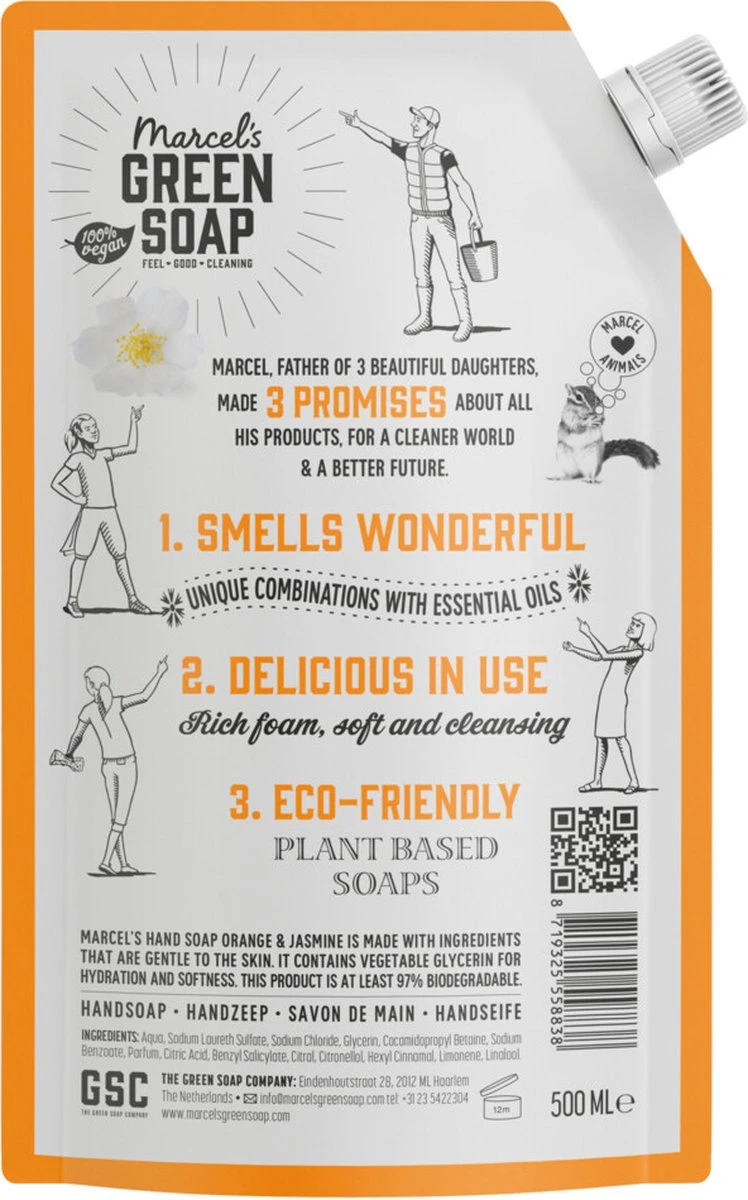 Marcel's Green Soap Handzeep Sinaasappel & Jasmijn Navulling - 6 X 500 Ml 7 Marcel's Green Soap Handzeep Sinaasappel & Jasmijn Navulling - 6 X 500 Ml - Afbeelding 5