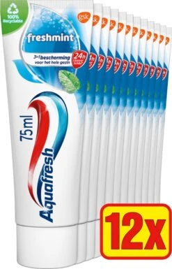 Aquafresh Freshmint 3in1 Tandpasta Voor Een Frisse Adem Voordeelverpakking 12x75ml, Recyclebare Plastic Tube En Dop -Gillette Winkel 770x1200 2