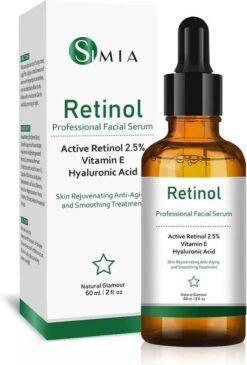 Simia™ Original Active Retinol Serum - Met Vitamine E & Hyaluronzuur - Gezichtsserum - Collageen - Anti Aging - Celvernieuwing - Anti-Acne - Tegen Mee-eters En Grove Poriën - Tegen Pigmentvlekken - 60ml